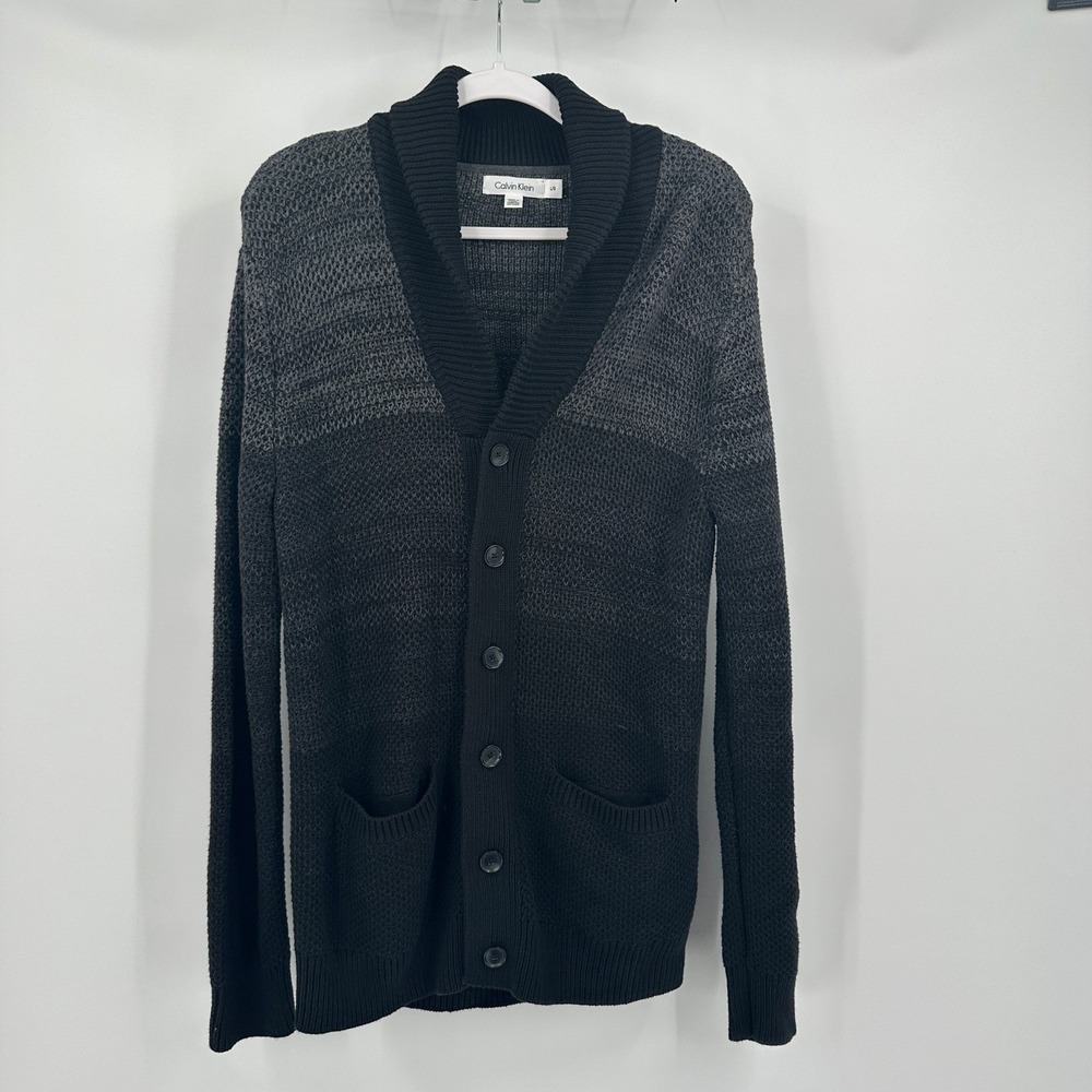 Calvin Klein Womens Old Money Minimalist Cardigan Sweater Size L Monochrome Cozy